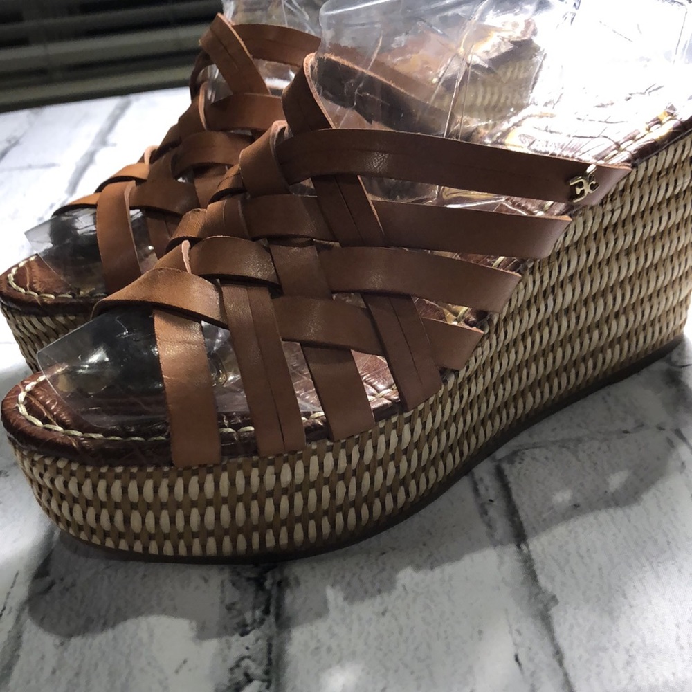 Sam Edelman Woman’s Devon Strappy Sandals Brown Leather Platform SlipOns size 8